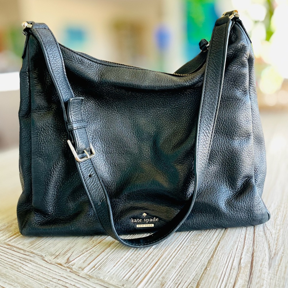 Kate Spade Black Pebbled Leather Shoulder Bag Tote Purse Handbag